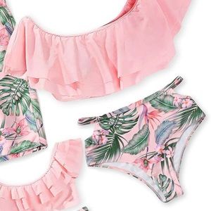 Two Pieces Bikini off the shoulder top with high waisted bottoms